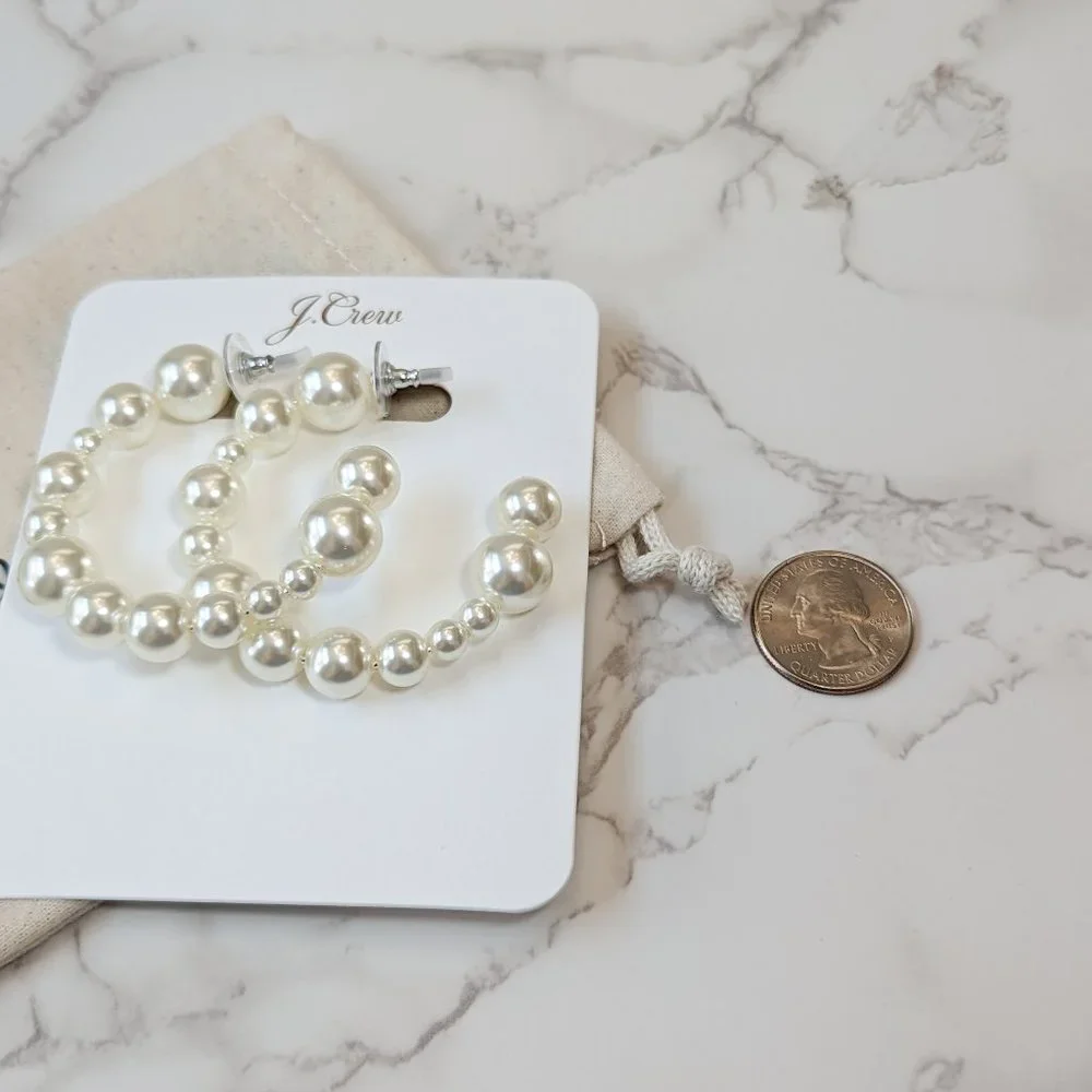 J.Crew Mixed Pearl Hoop Earrings